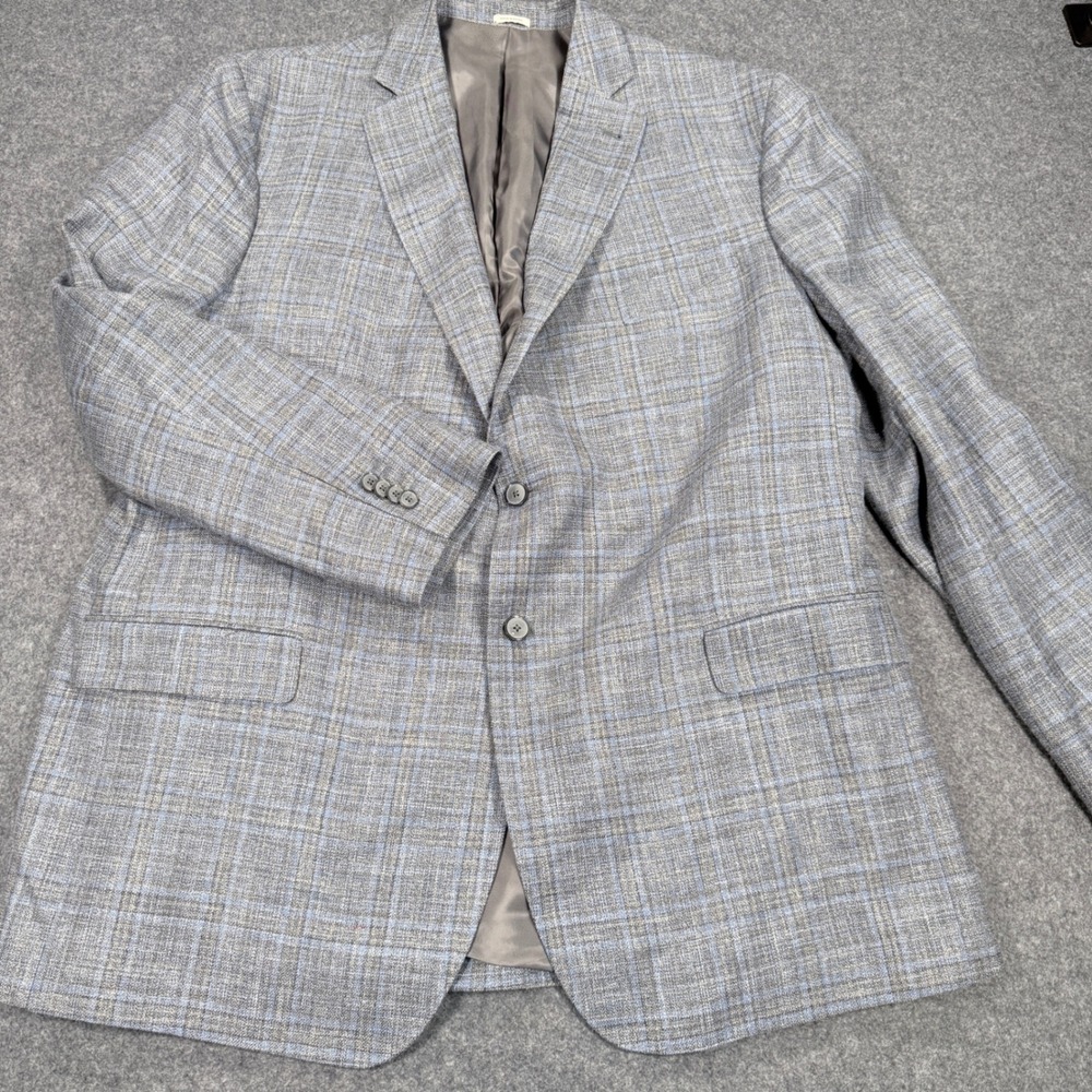 Joseph Abboud Ethomas Blue Grey Glen Plaid Two Button Sport Coat Blazer Jacket